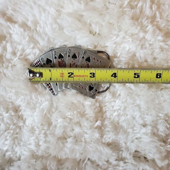 Vintage Men's Pocker Royal Flush Figural Cards Belt Buckle - Picture 3 of 4